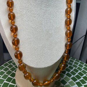 Vintage 26” Natural Baltic Amber Graduated Bead Necklace 57g 17mm Mid Century